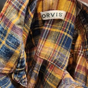 Orvis Mustard Navy Plaid Button-Down Shirt